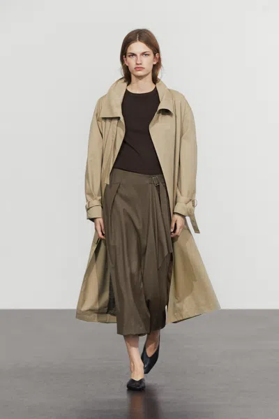 Massimo Dutti Saia Midi Com Fivela In Brown
