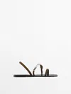 MASSIMO DUTTI SANDALEN FLACH METALLVERZIERUNG