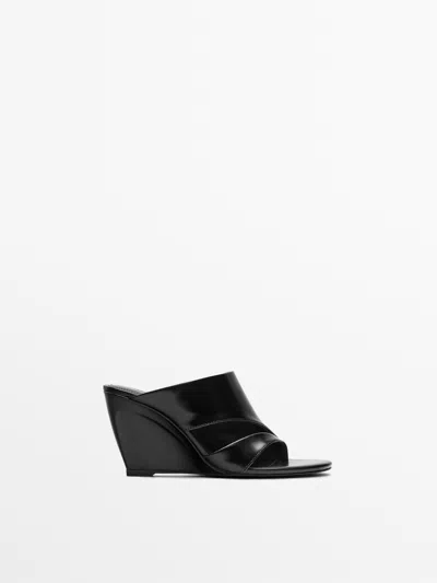 Massimo Dutti Sandalia Cuña Piel In Black