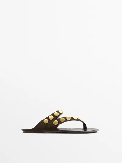 Massimo Dutti Sandalia Piel Serraje Con Tachas In Multi