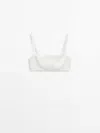 Massimo Dutti Satin Bralette In Cream
