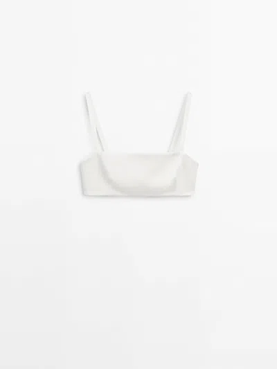 Massimo Dutti Satin Bralette In Cream