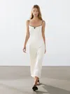 Massimo Dutti Satin Camisole Midi Dress In White