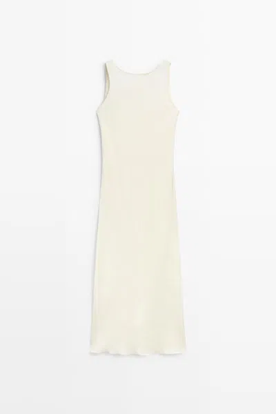 Massimo Dutti Satin Midi Dress In White