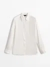 Massimo Dutti Satin Shirt With Cut-out Details In Cream