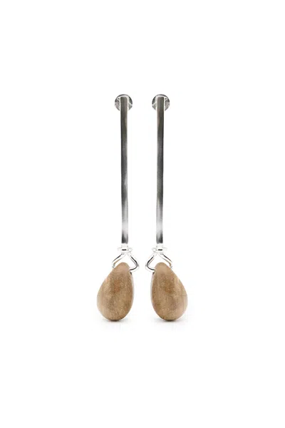 Massimo Dutti Aretes Colgantes Semilla In Brown