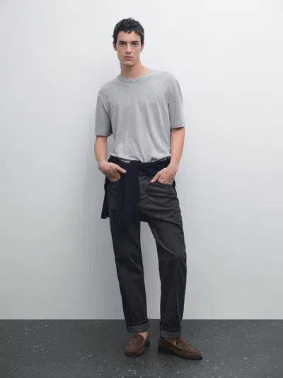 Massimo Dutti Selvedge Fit Jeans In Gray