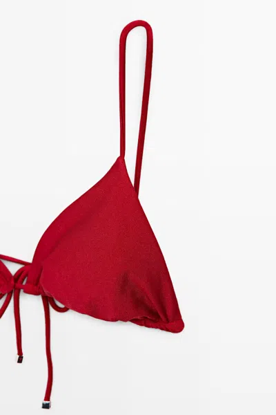 Massimo Dutti Shimmering Triangle Bikini Top In Red
