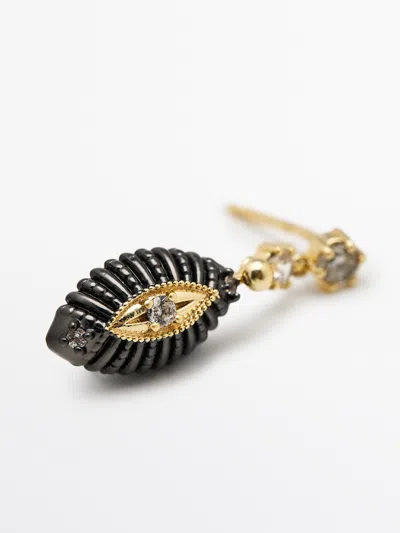 Massimo Dutti Shimmery Rhinestone Earrings In Gold