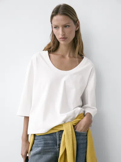 Massimo Dutti Shirt Aus 100 % Baumwolle Mit Rundhalsausschnitt