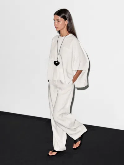 Massimo Dutti Short Cape With Seam Details In White