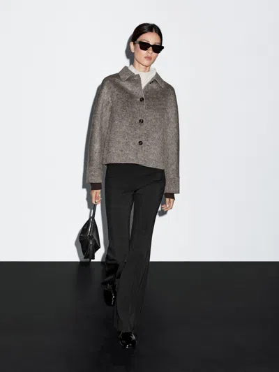 Massimo Dutti Short Flecked Coat In Gray