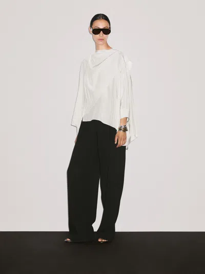 Massimo Dutti Short Flowing Cape With Sleeve Detail In White