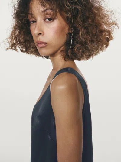 Massimo Dutti Short Flowing Satin Dress In Multi