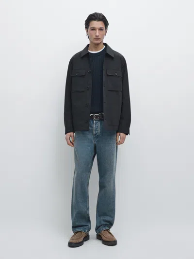 Massimo Dutti Short Jacket With Pocket Details In Blue