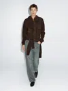 Massimo Dutti Short Knit Cardigan With Contrast Suede Leather In Multi
