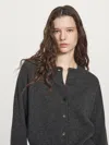 Massimo Dutti Short Knit Cardigan With Raglan Sleeves In Black