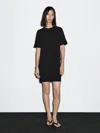 Massimo Dutti Short Knit Dress With Side Button Details In Black