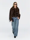 Massimo Dutti Short Leather Coat With Fur In Brown