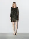 Massimo Dutti Short Nappa Leather Dress With Fringing In Animal Print