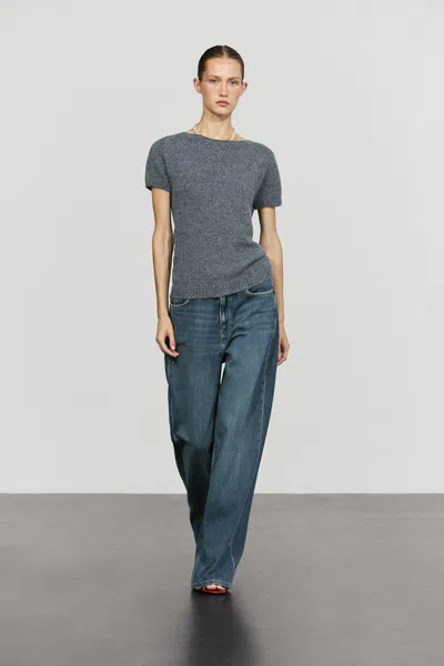 Massimo Dutti Maglia A Maniche Corte In Misto Alpaca In Gray