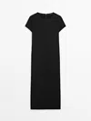Massimo Dutti Short Sleeve Black Dress In Black