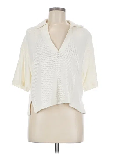 Pre-owned Massimo Dutti Short Sleeve Blouse In Ivory