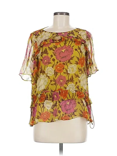Pre-owned Massimo Dutti Short Sleeve Blouse In Yellow