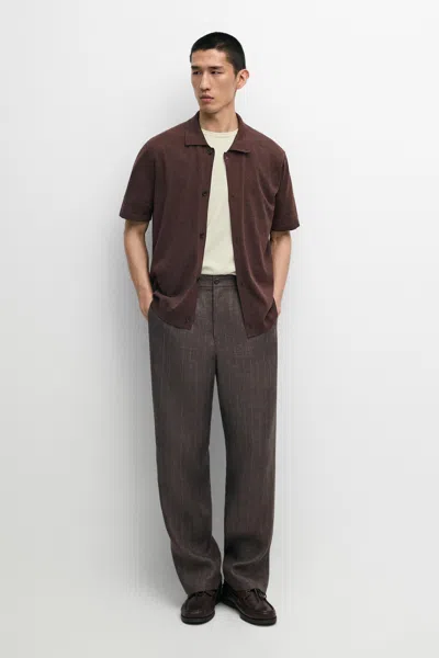Massimo Dutti Short Sleeve Button In Mahogany