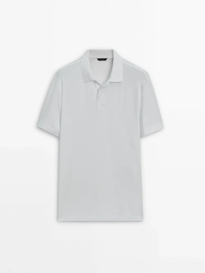 Massimo Dutti Short Sleeve Comfort Polo Shirt In White