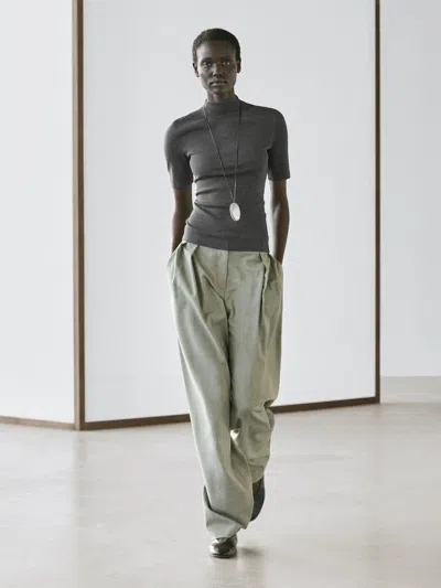 Massimo Dutti Short Sleeve Cotton Blend T In Gray