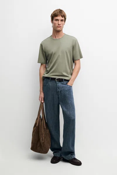 Massimo Dutti Short Sleeve Cotton Blend T In Green