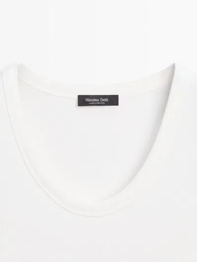 Massimo Dutti Short Sleeve Cotton Blend T In White