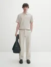 Massimo Dutti Kurzarm-poloshirt Baumwolle In Sand