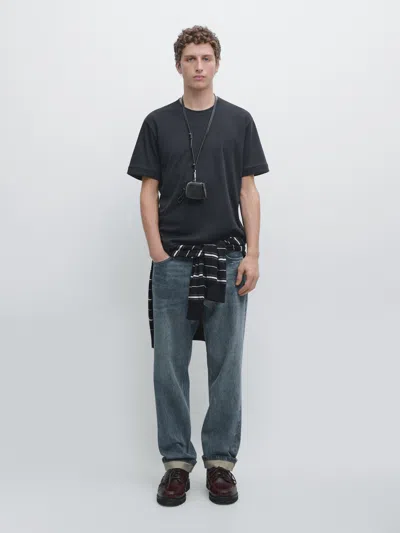Massimo Dutti Short Sleeve Cotton T In Blue