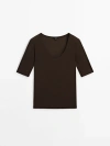 MASSIMO DUTTI SHORT SLEEVE COTTON T-SHIRT