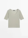 MASSIMO DUTTI SHORT SLEEVE COTTON T-SHIRT