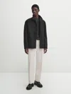 Massimo Dutti Kurzarmshirt Aus Baumwolle In Graugrün