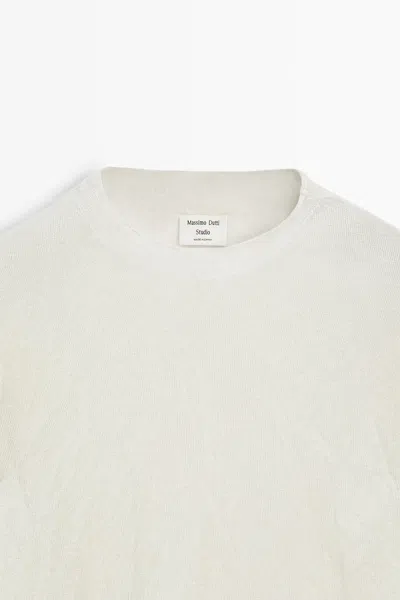 Massimo Dutti Short Sleeve Fine Knit Sweater