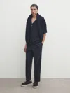 Massimo Dutti Kurzarm-strickcardigan In Marineblau