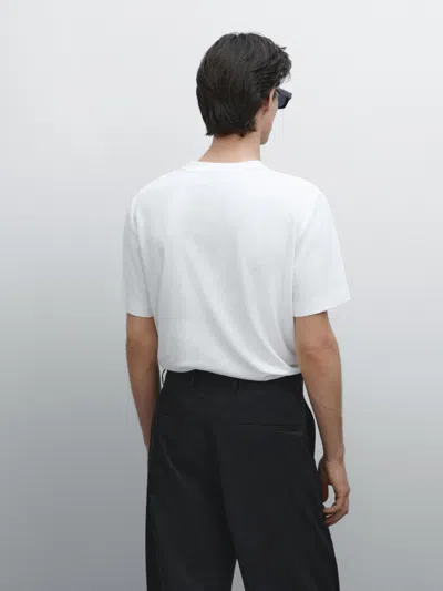 Massimo Dutti Short Sleeve Linen Blend T In Neutral