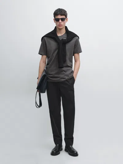 Massimo Dutti Short Sleeve Melange T In Gray