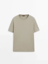 MASSIMO DUTTI SHORT SLEEVE MERCERISED COTTON T-SHIRT