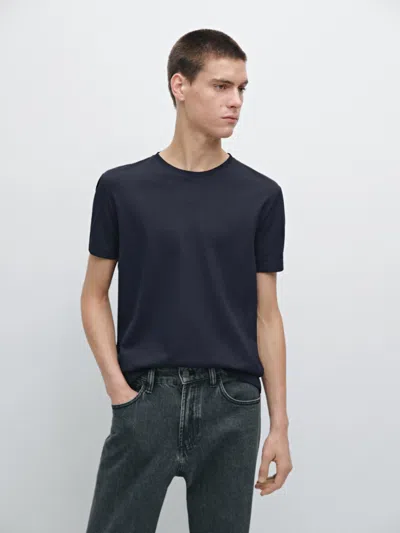 Massimo Dutti Short Sleeve T In Blue