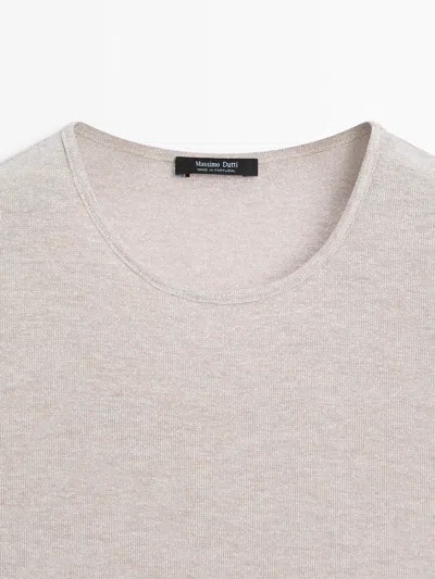 Massimo Dutti Short Sleeve T In Neutral