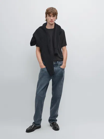 Massimo Dutti Short Sleeve Wool Blend T In Black