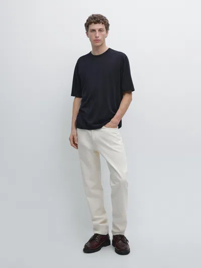 Massimo Dutti Short Sleeve Wool Blend T In Blue