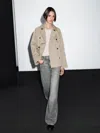 Massimo Dutti Short Trench Coat With Button Detail On The Collar In Gray