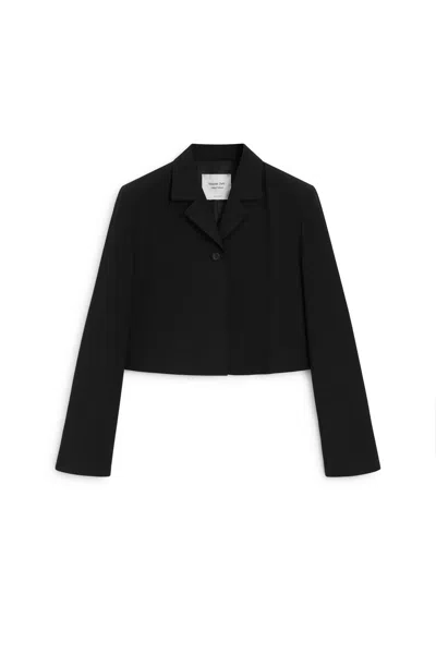 Massimo Dutti Americana Corta Con Lana In Black