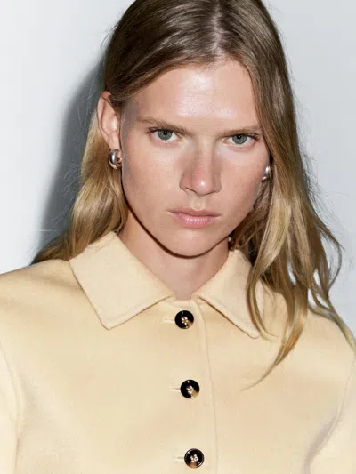 Massimo Dutti Short Wool Blend Coat In Multi